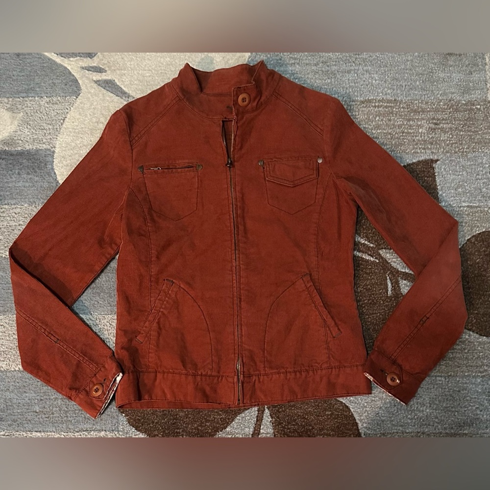 Prana Organic Cotton Motto Jacket in Rust Corduroy - Picture 3 of 7